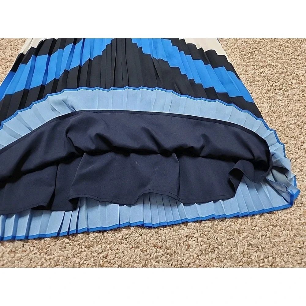 New Banana Republic Color block chevron‎ Pleated midi dress 4 Royal Blue